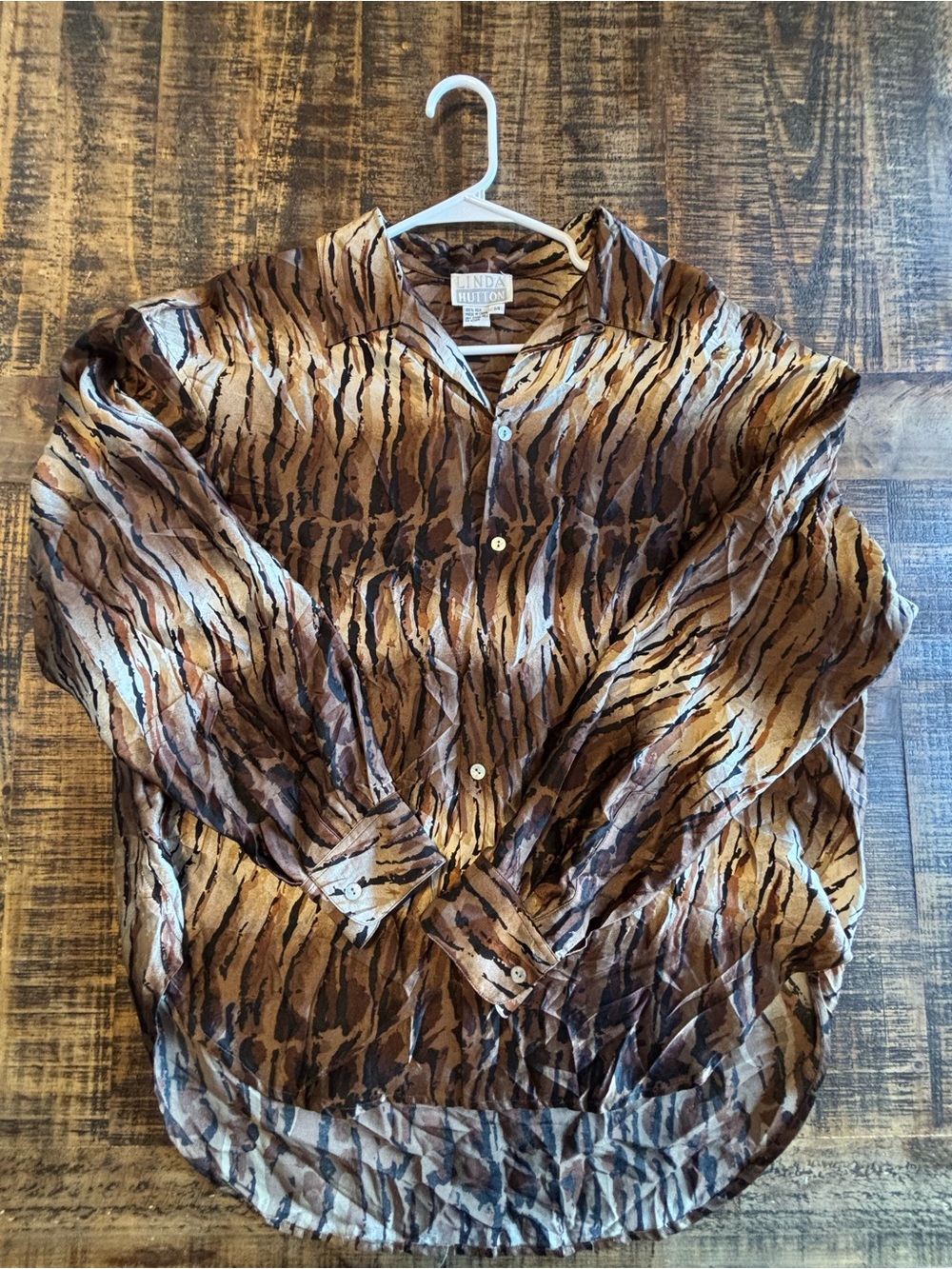 Brown Animal Print Button-Up Shirt